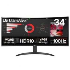 Monitor Profesional Ultrapanorámico Curvo LG 34WR50QK-B 34"/ WQHD/ Negro