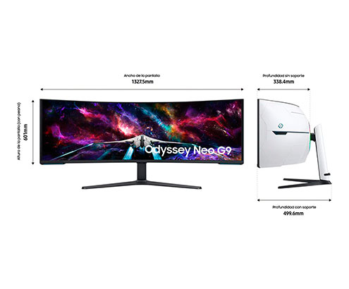 Monitor Gaming Ultrapanorámico Curvo Samsung Odyssey Neo G9 S57CG952NU 57"/ Dual UHD/ 1ms/ 240Hz/ VA/ Regulable en altura/ Blanco - Imagen 3